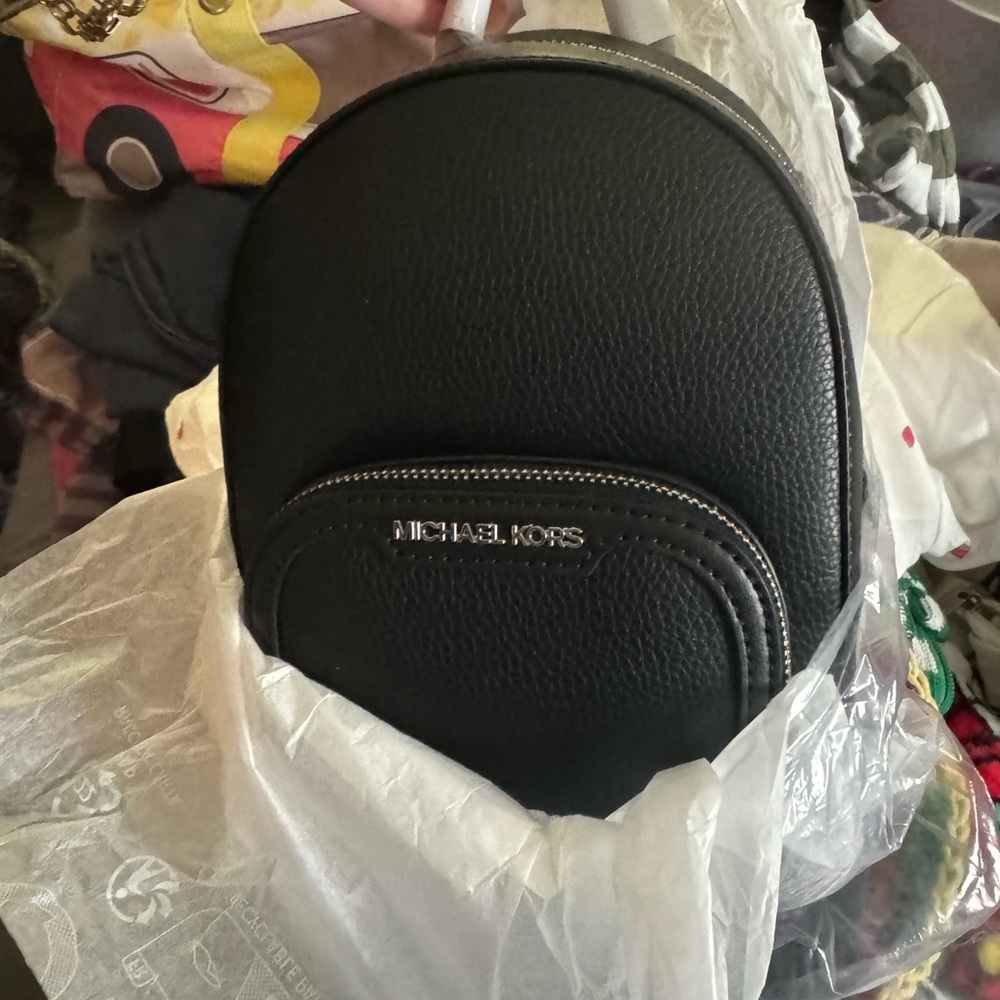Michael Kors Black Pebbled Leather Backpack